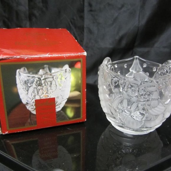 GORHAM CRYSTAL 2004-2010, VOTIVE HOLDER, HOLIDAY TRADITIONS, SNOWY SWEETHEARTS - Picture 1 of 8